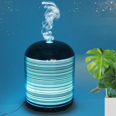 3D Glass Fireworks Aroma Diffuser Brushed Texture Colorful LED Gradient Color Aroma Humidifier Creative Night Light Household